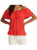 Lauren Ralph Lauren Women’s Off The Shoulder Jersey Blouse in Tomato