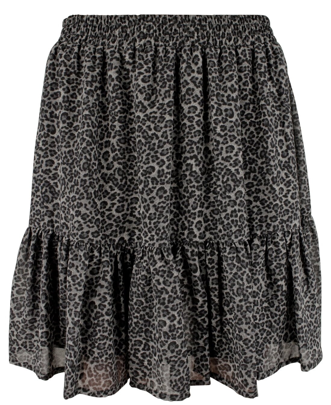 Michael Kors Women's Leopard Print Georgette Ruffled Mini Skirt MGry Medium