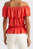 Lauren Ralph Lauren Women’s Off The Shoulder Jersey Blouse in Tomato