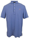 Men's Feather Weight Mesh Classic Fit Striped Polo Shirt-LB-S Light Blue White
