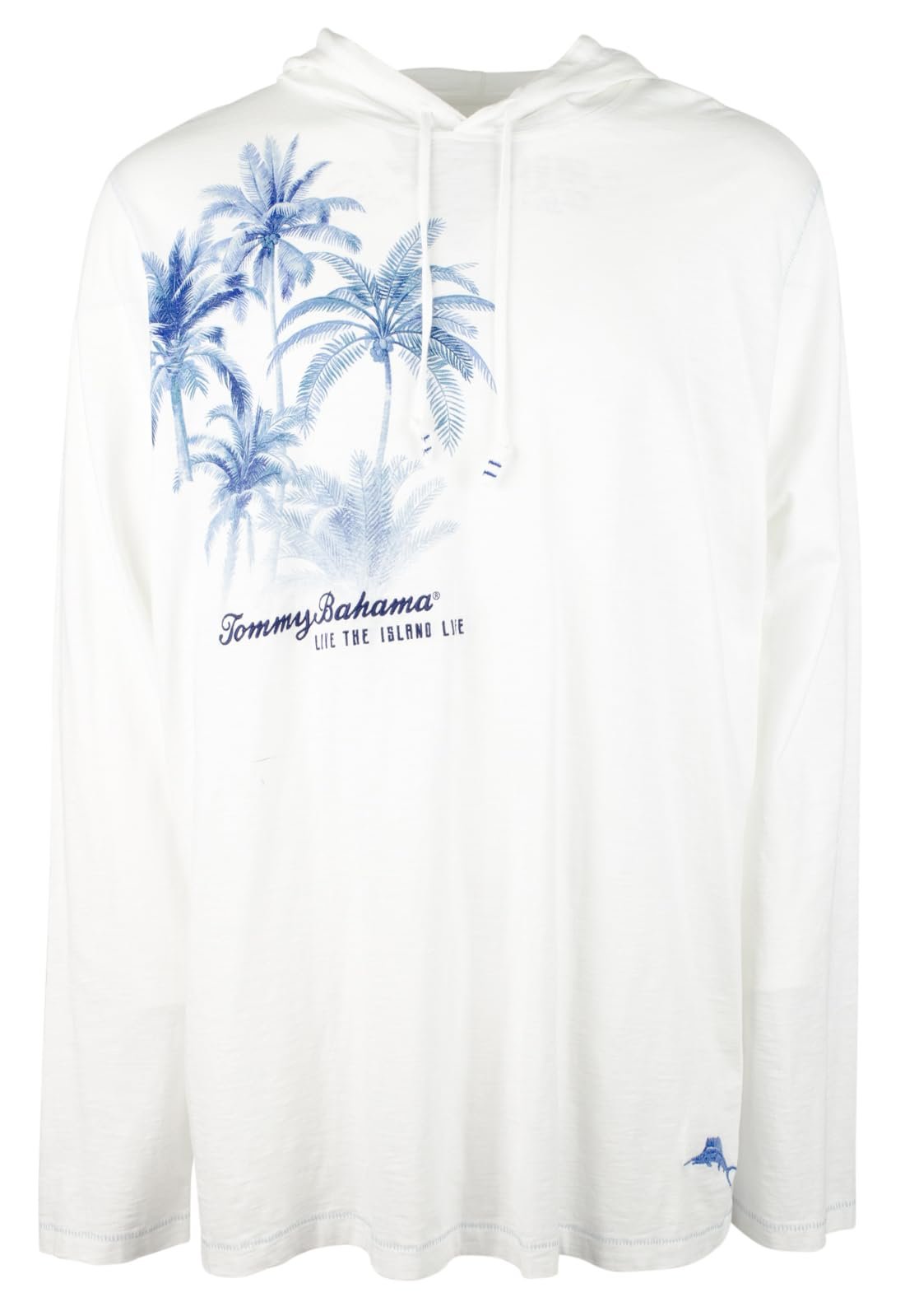 Tommy Bahama Erkek Büyük ve Uzun Ormanın Frond'u Lüks Uzun Kollu Kapüşonlu Tişört 3XB Beyaz