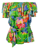 Lauren Ralph Lauren Women's Floral Jersey Off The Shoulder Blouse Top