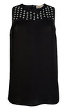 Michael Kors Women's Grommet Yoke Pleated Sleeveless Shirt B S