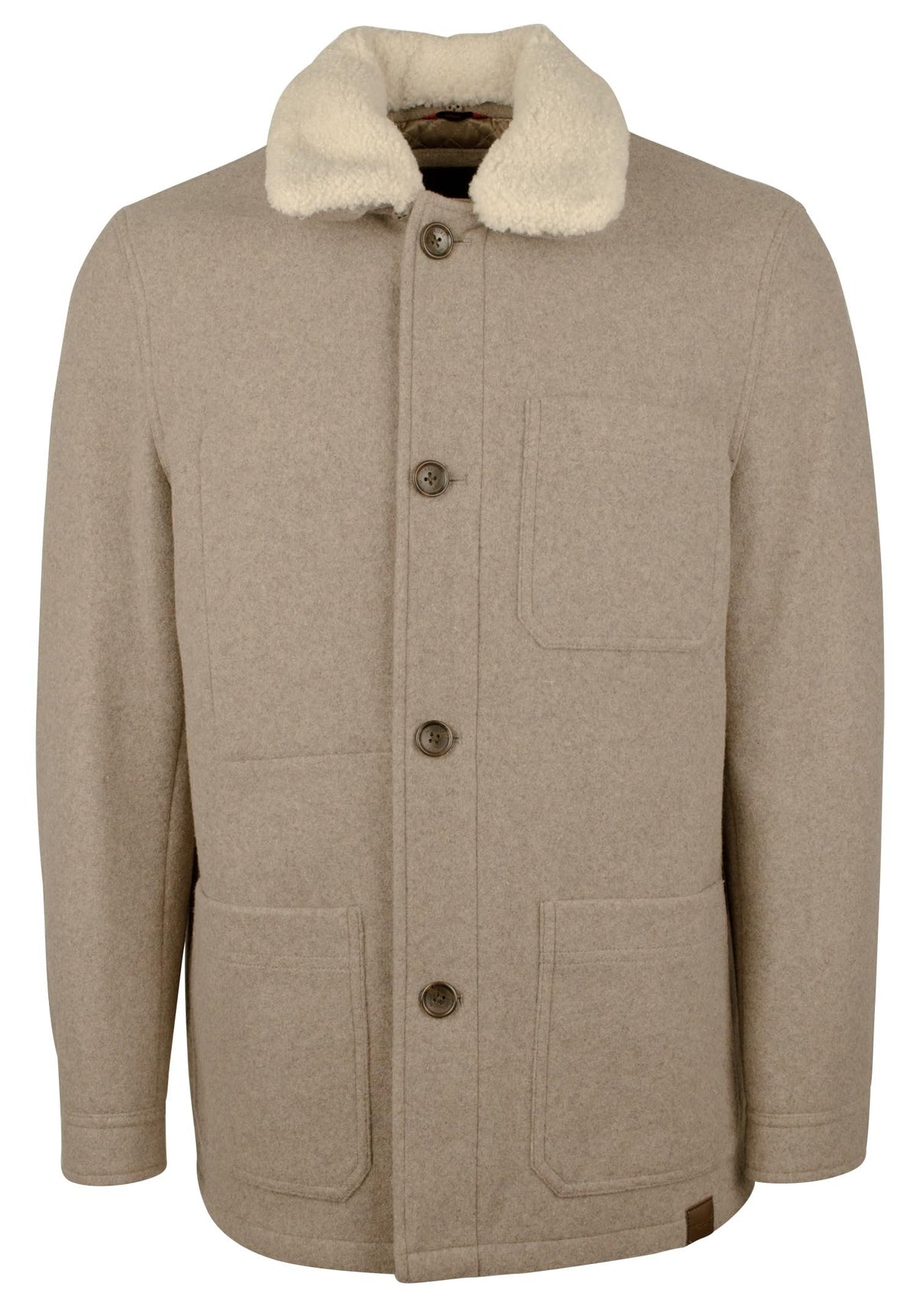 Michael Kors Men's Faux Shearling Collar Wool Blend Jacket