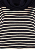 Lauren Ralph Lauren Women's Stripe Cowl Neck Sweater [1X] [Navy Cream]