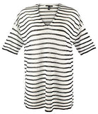 Eileen Fisher Women's Striped V Neck Short Sleeve Sweater
