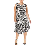 Ralph Lauren Women's Black White Paisley Print Dress PB 1X