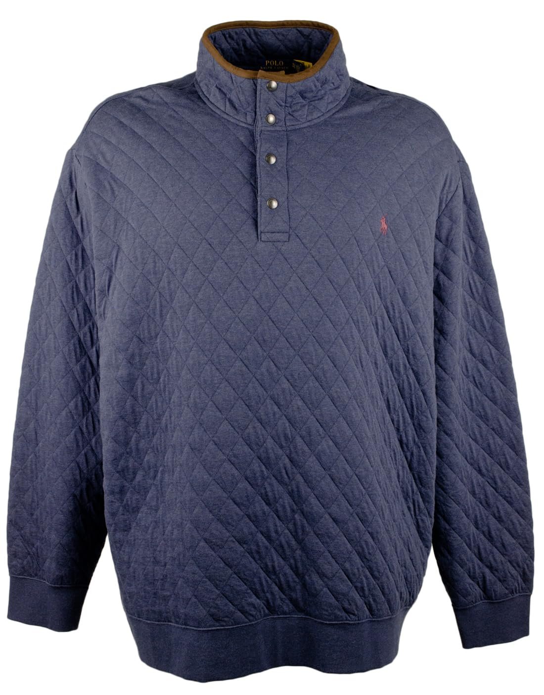 Polo Ralph Lauren Men's Big & Tall Long Sleeve Quilt Double Knit Jersey Pullover SNvy 4XLT
