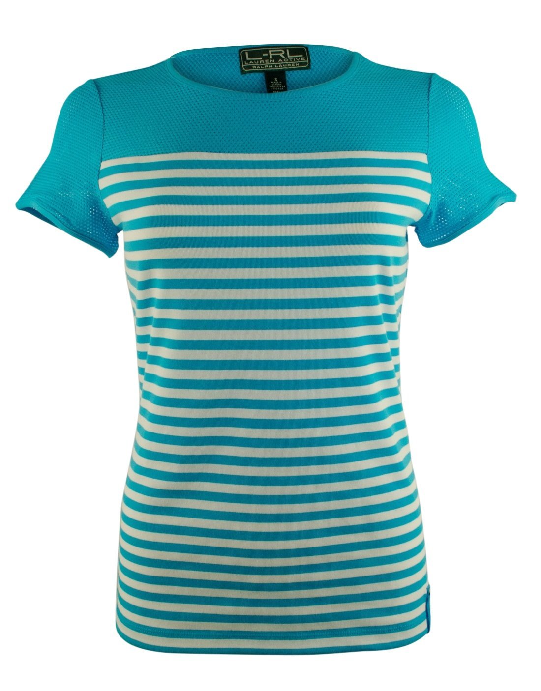 Lauren Ralph Lauren Active Women's Short Sleeve Striped Mesh Yoke Top