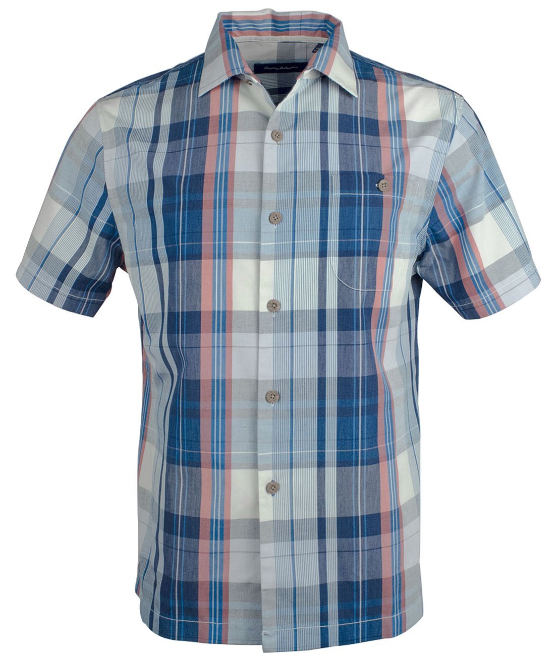 Tommy Bahama Men's Island Zone Madras Silk Blend Camp Short Sleeve Shirt-BB-S