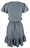 Michael Kors Women's Eyelet  Flutter  Smocked Waist Ruffled Hem Dress