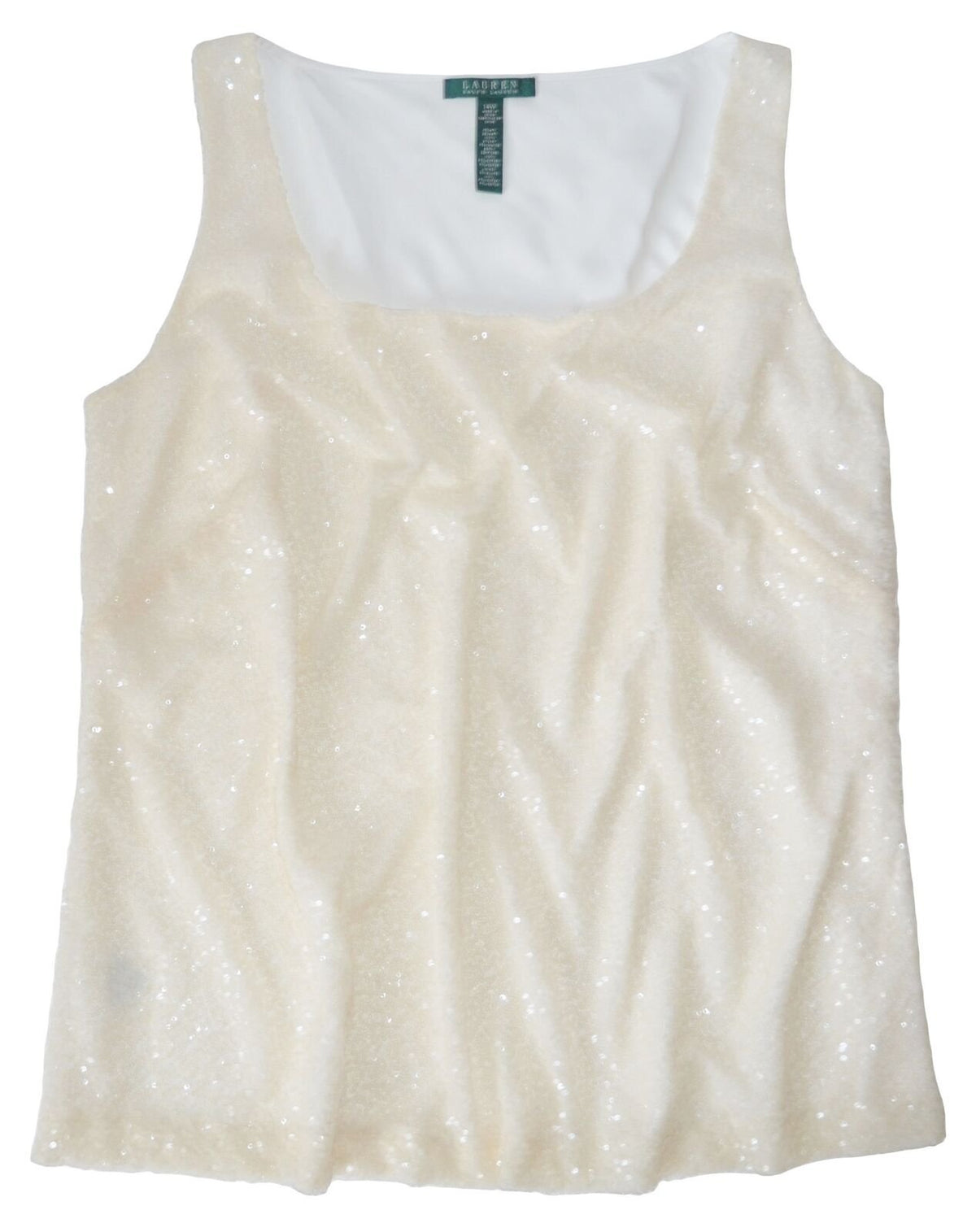 Lauren Ralph Lauren Women's Beaded/Sequins front Pearl Top Shirt (14W)