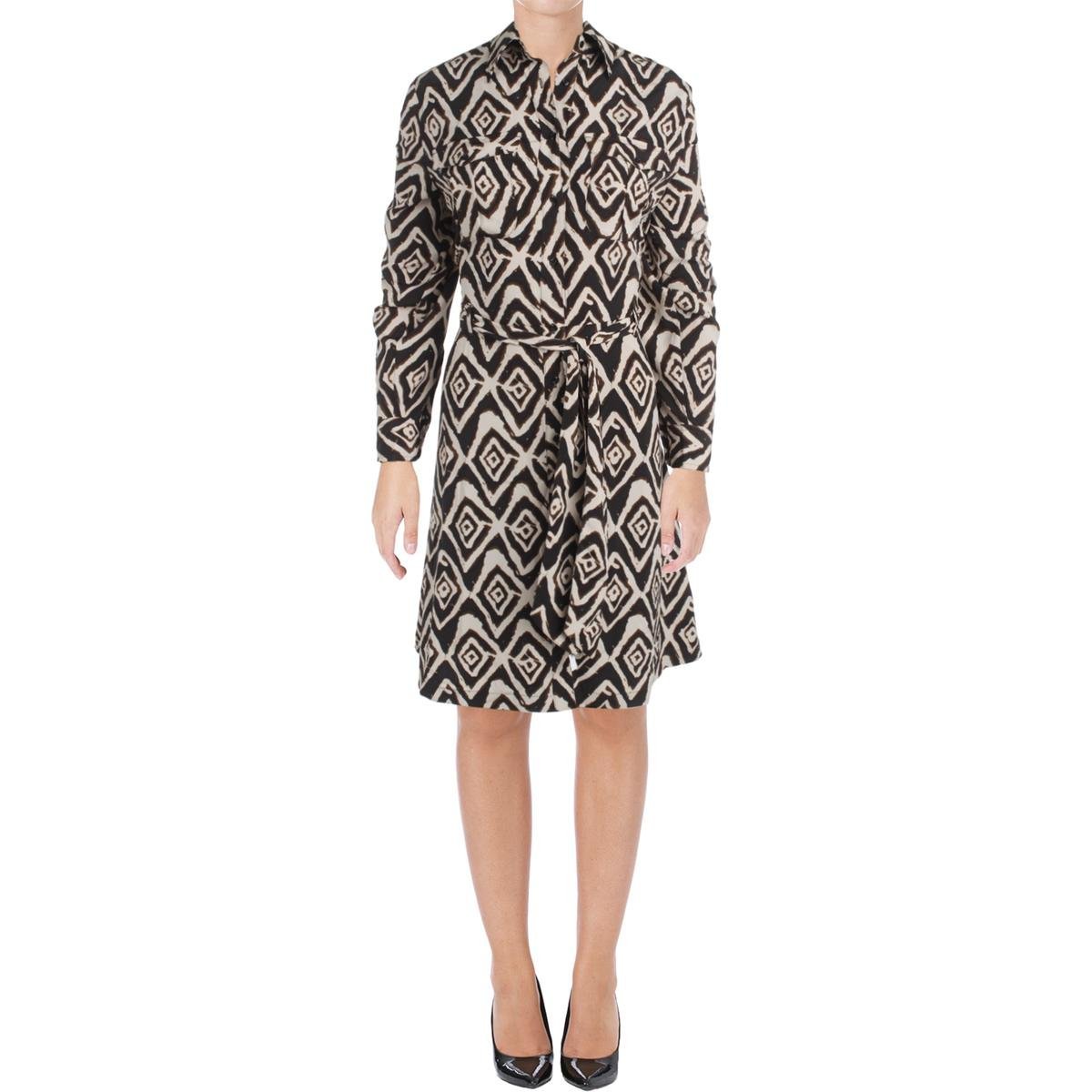 Lauren Ralph Lauren Women's Crepe Fit & Flare Shirt Dress M 6