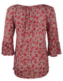 Michael Kors Women's Floral Gathered Sleeve Peasant Top S XS