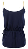Michael Kors Women's Studded Chain Strap Wrap Top X-Small True Navy