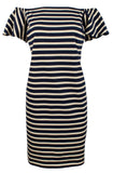 Lauren Ralph Lauren Women's Petite Off the Shoulder Striped Dress Indigo Blue