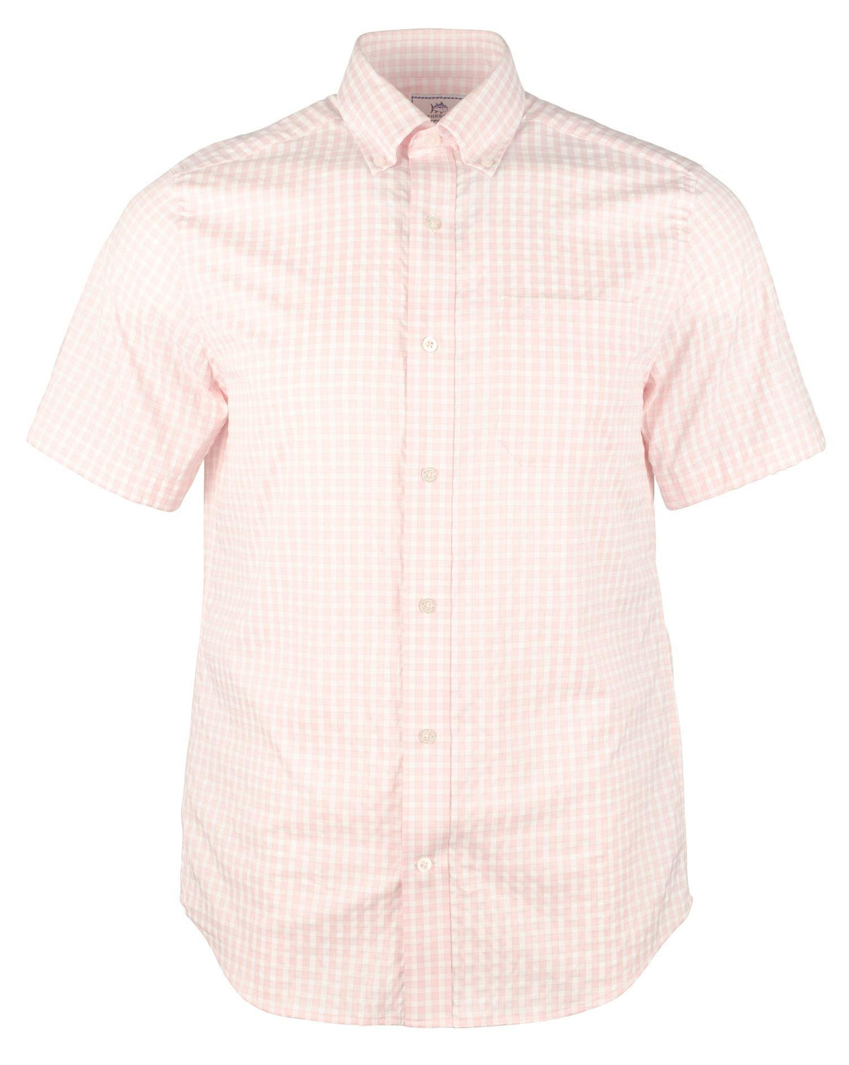 Southern Tide Short Sleeve Lucayan Gingham Intercoastal Shirt Fresh Pink SM