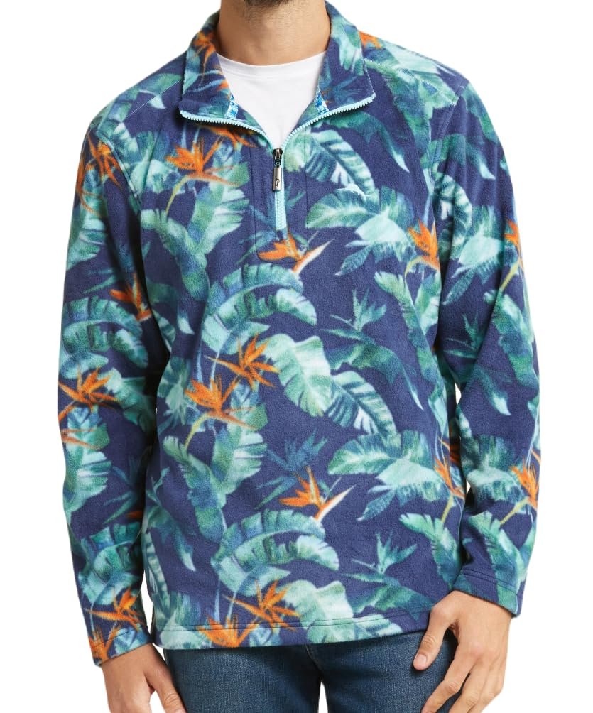 Sudadera Tommy Bahama Summit Peak de manga larga con media cremallera para hombre, color azul Bering, talla XL