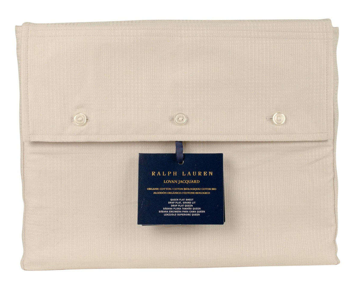 Ralph Lauren Home Organic Cotton Lovan Jacquard Queen Flat Sheet Platinum