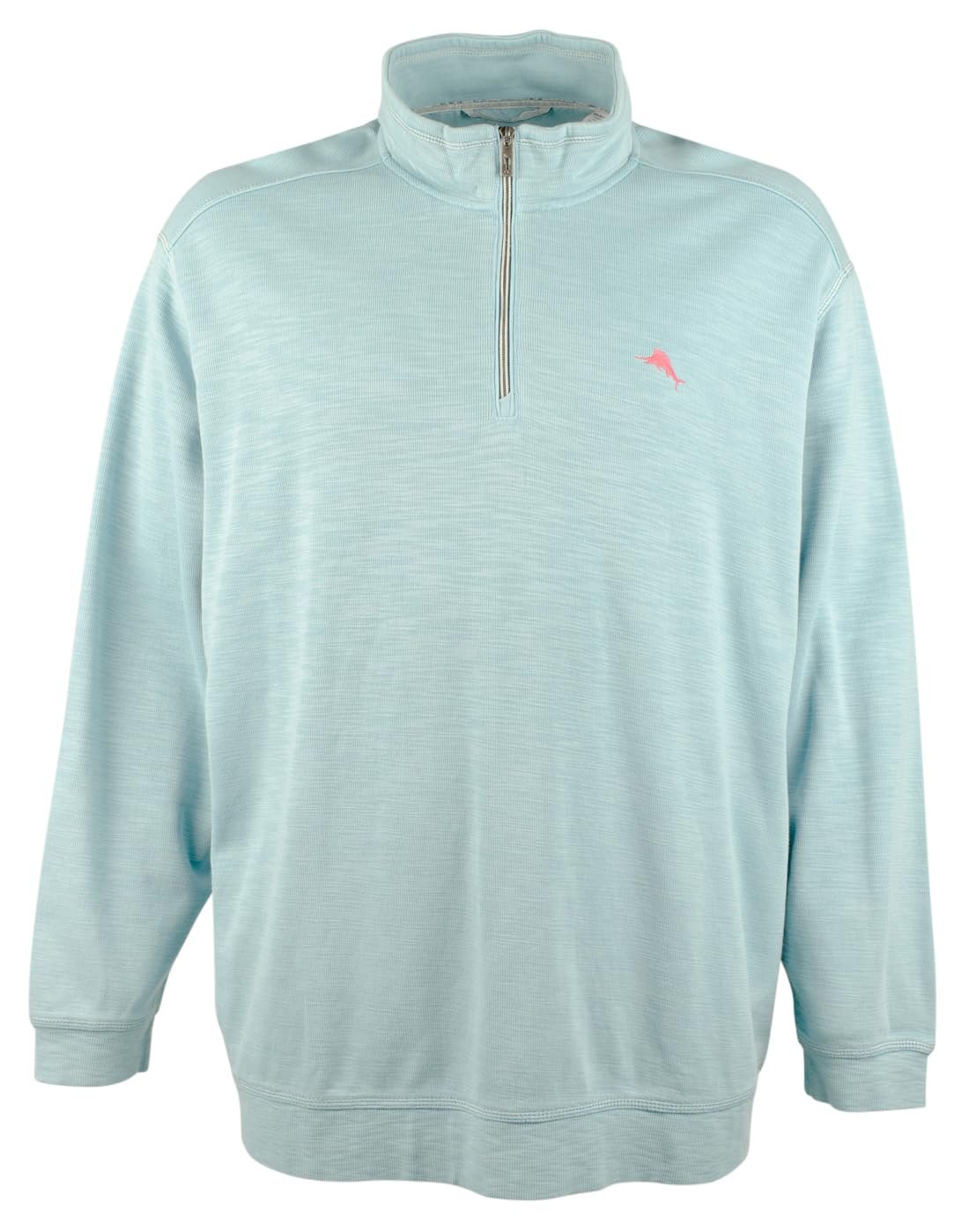Tommy Bahama Erkek Büyük ve Uzun Tobago Koyu Yarım Fermuarlı Sweatshirt Sütlü Mavi 4XB