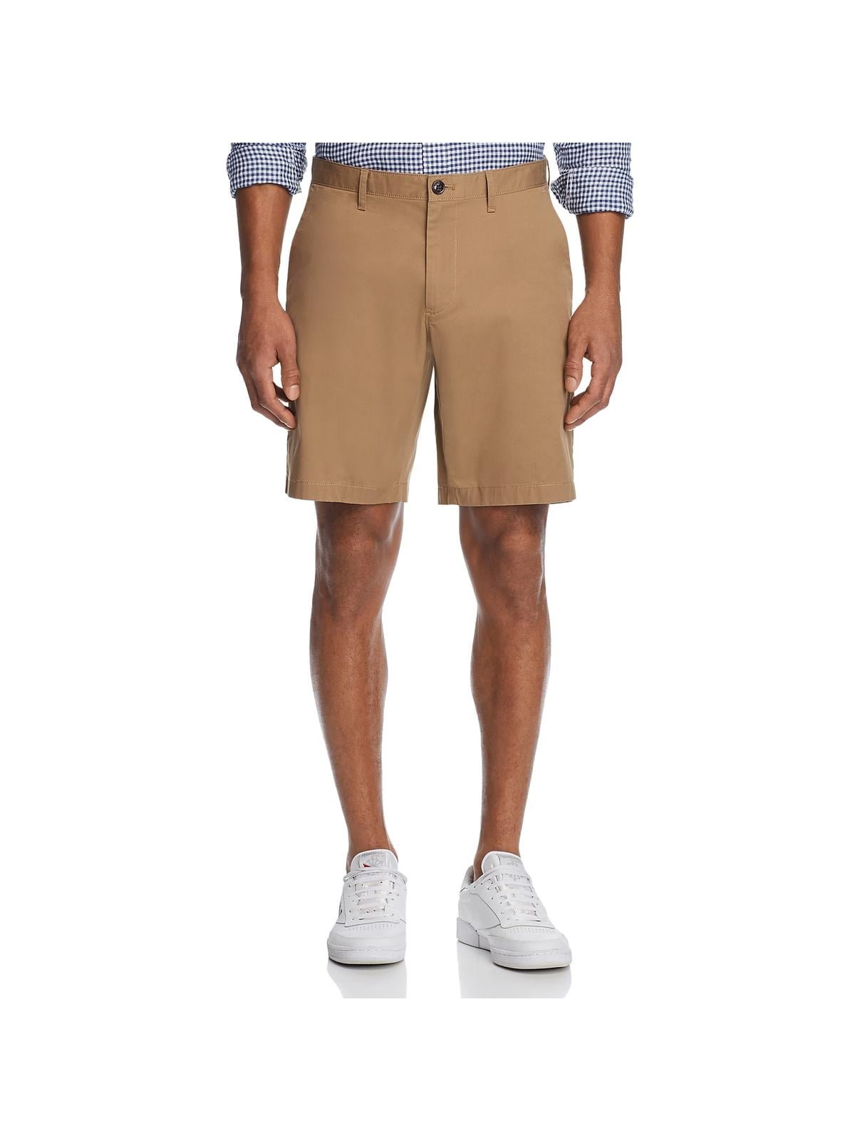 Michael Kors Men's Slim Fit Stretch 9" Flat Front Shorts Khaki Waist 38