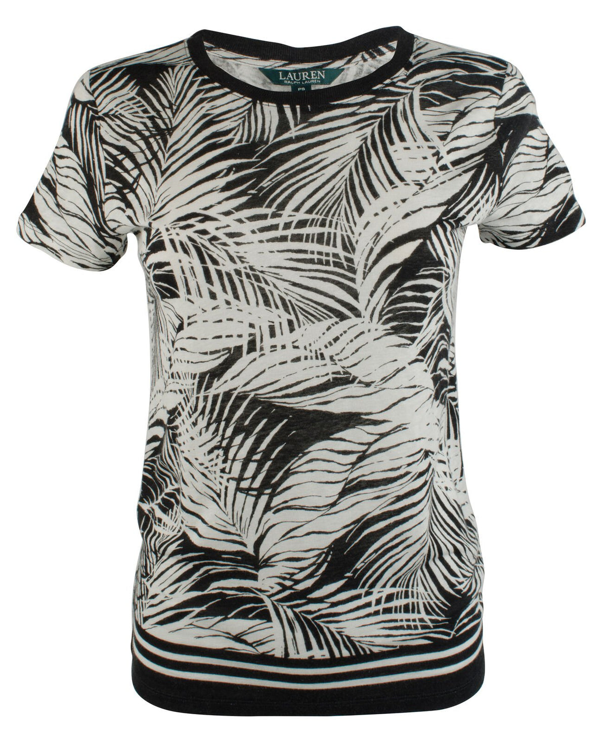 Customer Return Ralph Lauren Women's Plus Palm Linen Blend Short Sleeve Shirt 1X