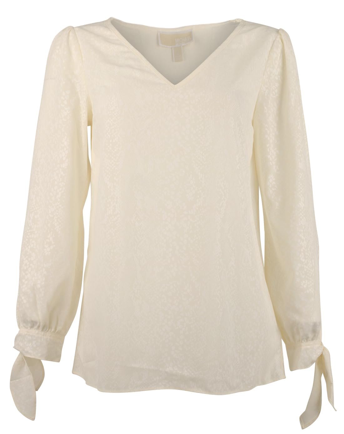 Michael Kors Women's Plus Patterned V Neck Tie Sleeve Top Blouse