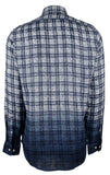 Michael Kors Men's Slim Fit Dip-Dyed Gingham Long Sleeve Shirt Large