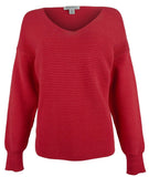 Tommy Bahama Women's Bonita Sequin Ottoman V-Neck Sweater T Red Large
