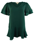 Michael Kors Women's Ruffle Rhinestone Top RW XS