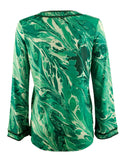 Michael Kors Women's Long Sleeve Printed V Neck Tunic Top