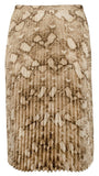 Ralph Lauren Women's Snakeskin Print Pleated Satin Charmeuse Skirt