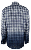 Michael Kors Men's Slim Fit Linen Dip Dyed Gingham Long Sleeve Shirt