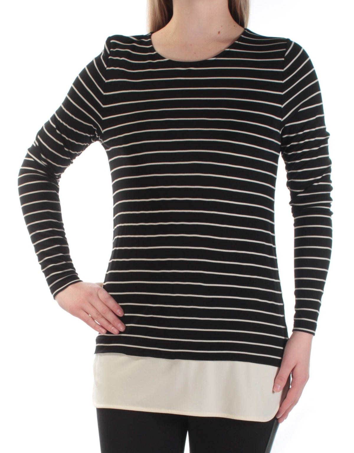 Lauren Ralph Lauren Women's Striped Contrasting Underlayer Top Shirt