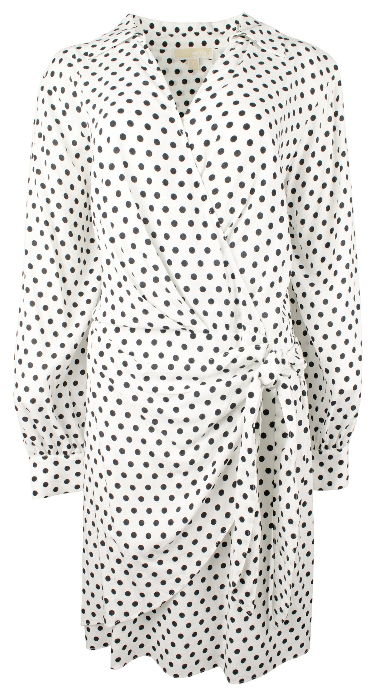 Michael Kors Women's Plus Size Woven Long Sleeve Faux Wrap Dress White 1X