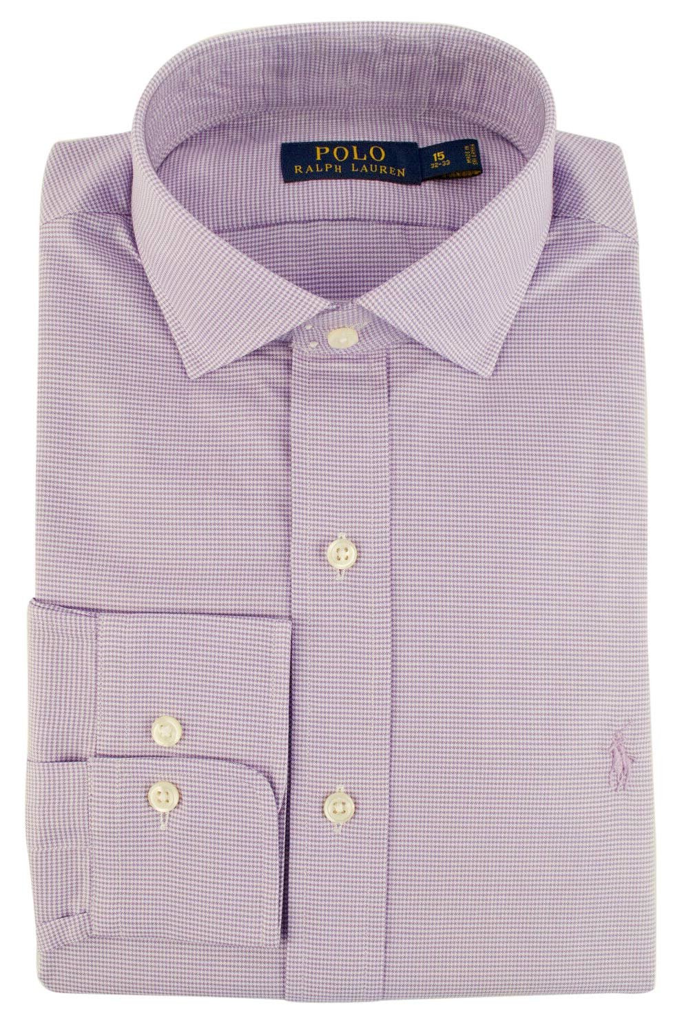 Men's Classic Fit Herringbone Dress Shirt-PpW-14.5-32/33 Purple/White