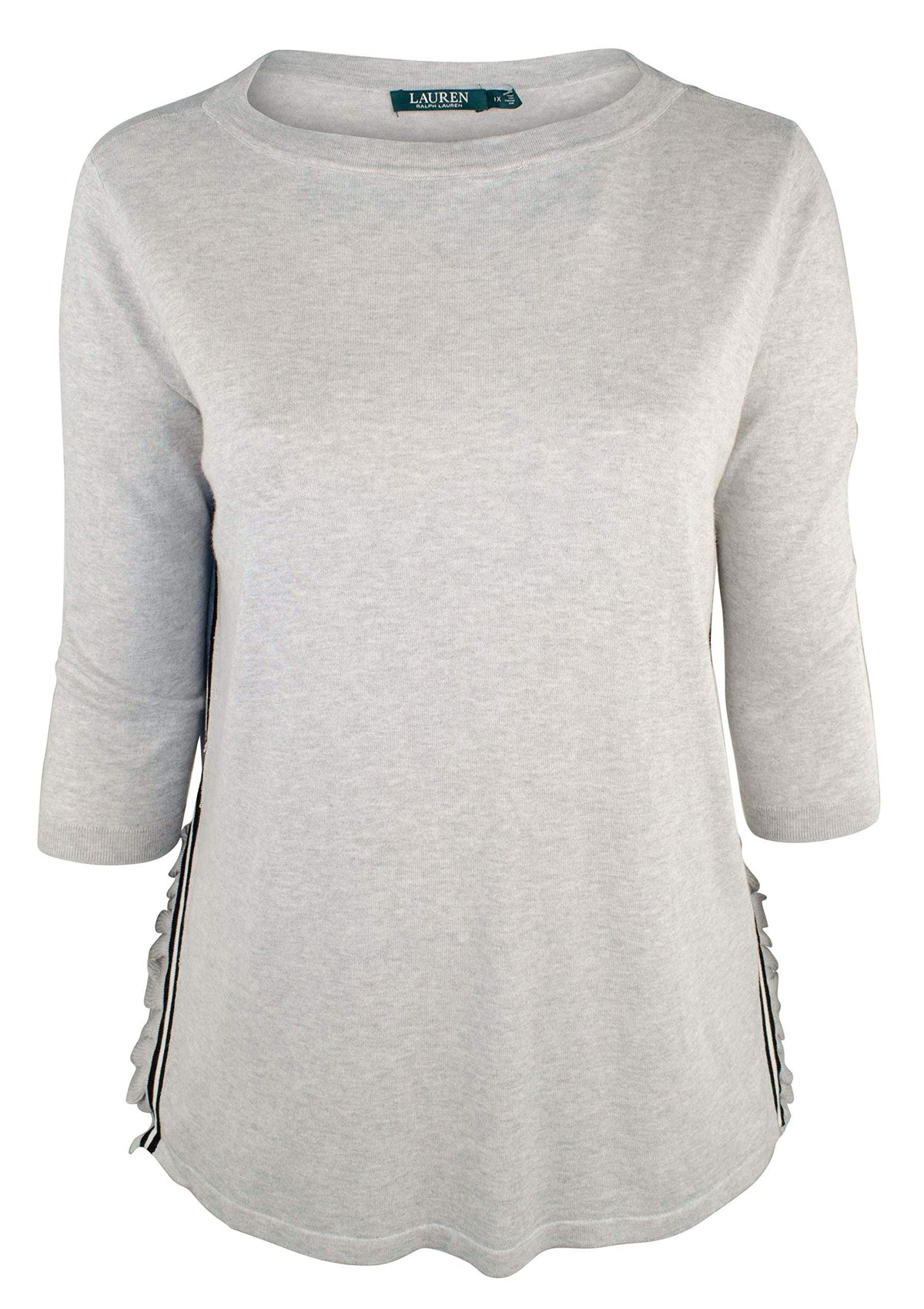 Lauren Ralph Lauren Women's Ruffle Trim Striped Sweater
