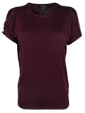 Lauren Ralph Lauren Women's Petite Cutout Button Shoulder Jersey Top