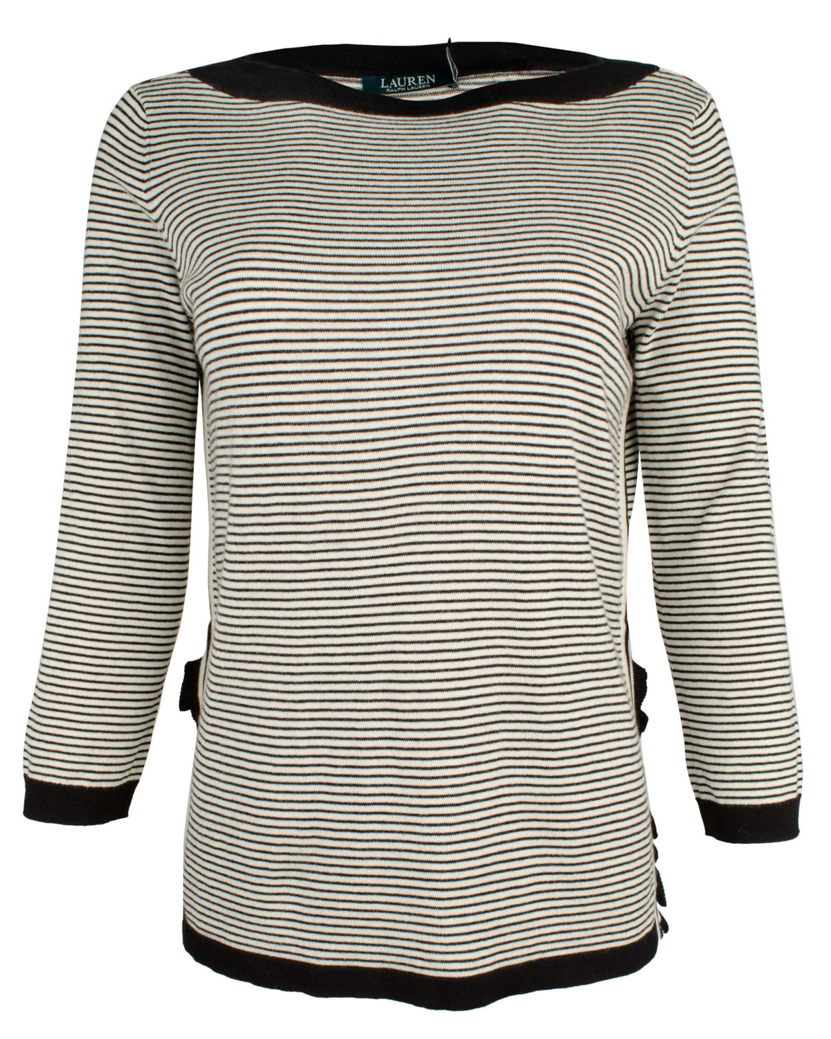 Lauren Ralph Lauren Women's Petite Ruffled Striped Sweater