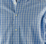 Hart Schaffner Marx Men's Plaid Print Oxford Shirt Blue Small