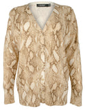 Lauren Ralph Lauren Plus Size Snakeskin Print Cotton Blend Cardigan Sweater 1X