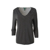 Ralph Lauren Women's V Neck Chevron Print Top