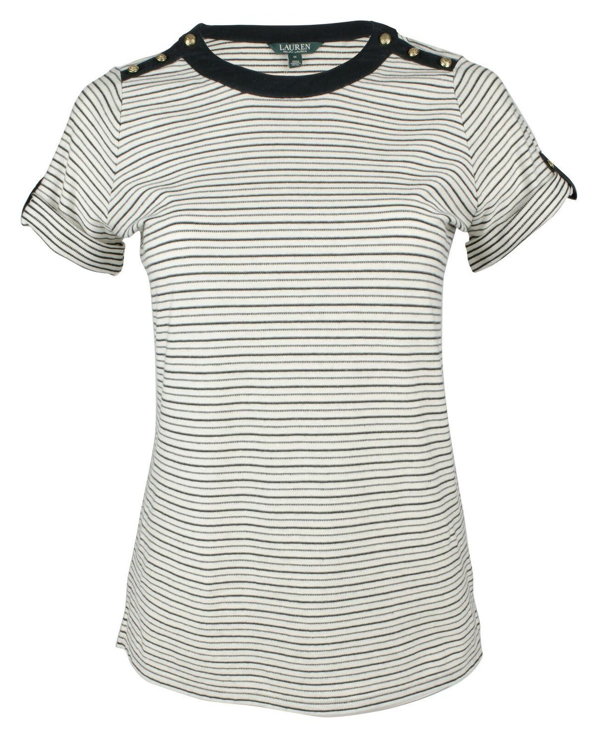 Lauren Ralph Lauren Women's Button Shoulder Cotton Blend Top-T-1X