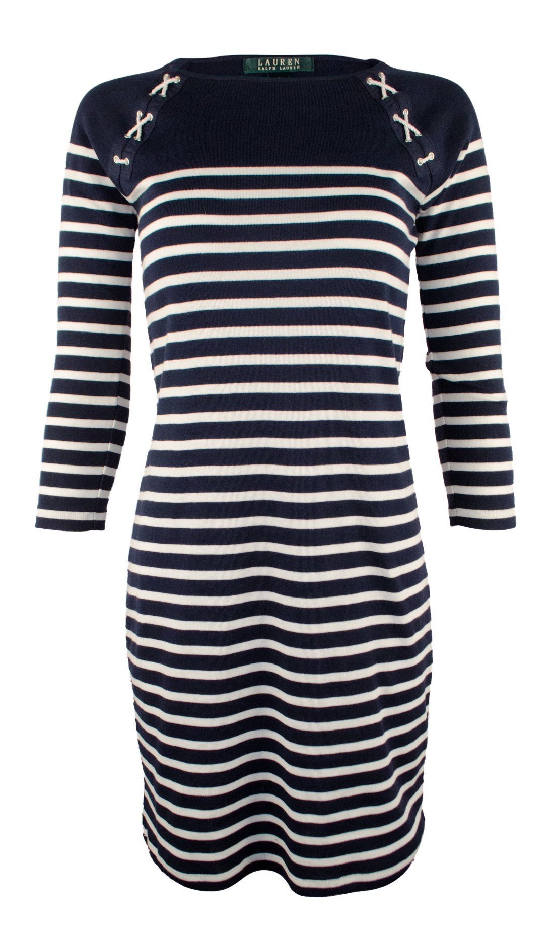 Lauren Ralph Lauren Women's Lace Up Shoulder Striped Dress NW XL