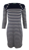 Lauren Ralph Lauren Women's Lace Up Shoulder Striped Dress NW XL