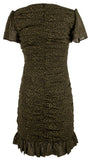 Michael Kors Women's Animal Print Ruched V neck Mini Dress Olive Green