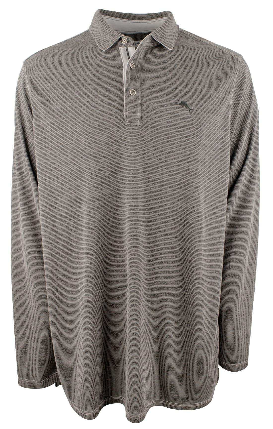 Tommy Bahama Men's Paradise Cove Long-Sleeve Polo Shirt (Coal, 4X-Large Tall, 4XLT)