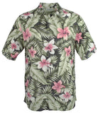 Caribbean Men's Tropical Print Linen Blend Short Sleeve Shirt Multicolor Large