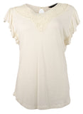 Lauren Ralph Lauren Women's Flutter Sleeve Blouse Top Winter Cream Medium