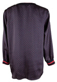 Active Women's Plus Size Polka Dot Print Top Blouse 1X Navy Multi